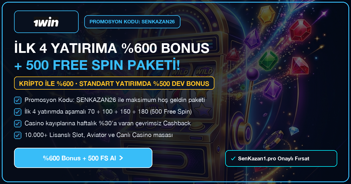 1Win Hoş Geldin Bonusu %600'e Kadar ve 500 FS